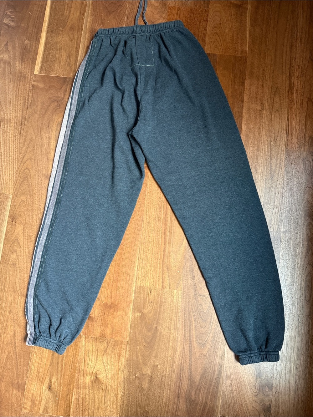 Aviator Nation  Dark Charcoal Sweat Joggers with Tan Side Stripes - Picture 2 of 3